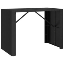 Berkfield 7 Piece Garden Bar Set With Cushions Black Poly Rattan - thumbnail 6