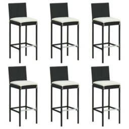 Berkfield 7 Piece Garden Bar Set With Cushions Black Poly Rattan - thumbnail 4