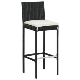 Berkfield 7 Piece Garden Bar Set With Cushions Black Poly Rattan - thumbnail 5