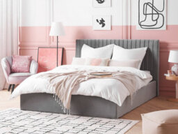 Beliani Ottoman Bed Velvet Vion 160 X 200 Cm (Eu King Size) Grey - thumbnail 2