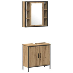 Berkfield Modern 4 Piece Bathroom Furniture Set Artisan Oak Engineered Wood - thumbnail 6
