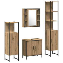 Berkfield Modern 4 Piece Bathroom Furniture Set Artisan Oak Engineered Wood