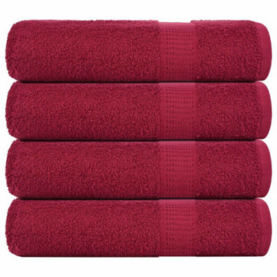 Berkfield Bath Towels 4 Pcs Bordeaux 100X150 Cm 360 Gsm 100% Cotton - image 1