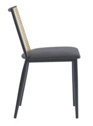 Nordlys Set Of 2 Metal Dining Chairs With Cane Backs And Black Faux Leather Seats Modern Design Style Dining Room - thumbnail 5