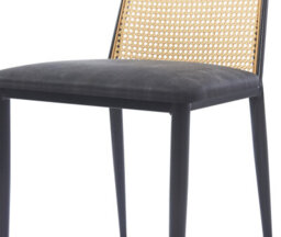 Nordlys Set Of 2 Metal Dining Chairs With Cane Backs And Black Faux Leather Seats Modern Design Style Dining Room - thumbnail 4