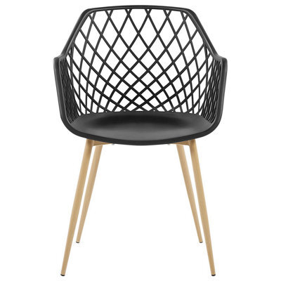 Beliani 2-Pack Dining Chairs Black Open Net Back - Matte Synthetic Seats, Metal Legs, Scandinavian Style - image 1