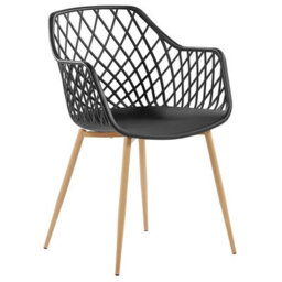 Beliani 2-Pack Dining Chairs Black Open Net Back - Matte Synthetic Seats, Metal Legs, Scandinavian Style - thumbnail 4