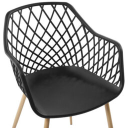Beliani 2-Pack Dining Chairs Black Open Net Back - Matte Synthetic Seats, Metal Legs, Scandinavian Style - thumbnail 6