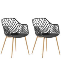 Beliani 2-Pack Dining Chairs Black Open Net Back - Matte Synthetic Seats, Metal Legs, Scandinavian Style - thumbnail 3