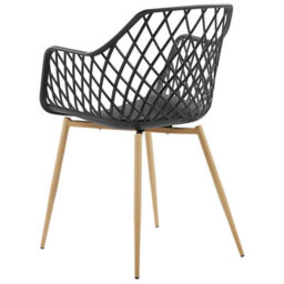 Beliani 2-Pack Dining Chairs Black Open Net Back - Matte Synthetic Seats, Metal Legs, Scandinavian Style - thumbnail 5