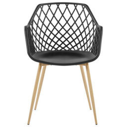 Beliani 2-Pack Dining Chairs Black Open Net Back - Matte Synthetic Seats, Metal Legs, Scandinavian Style - thumbnail 1