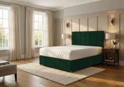 Adore Designs Ashford Plush Velvet Divan Bed, Headboard - 4Ft Small Double - Emerald Green - 2 Drawers Foot End - thumbnail 1