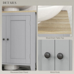 Kleankin Bathroom Pedestal Under Sink Cabinet With Adjustable Shelf, Grey - thumbnail 6