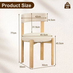 Modern Dining Chairs Set Of 2 Teddy Fleece Upholstered Seat For Dining Room - thumbnail 2