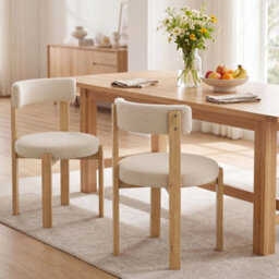 Modern Dining Chairs Set Of 2 Teddy Fleece Upholstered Seat For Dining Room - thumbnail 4