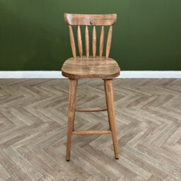 Elm Home And Garden Kitchen Breakfast Bar Stool With Back Solid Wooden Oak Finish Fully Assembled 77Cm Seat Height - thumbnail 6
