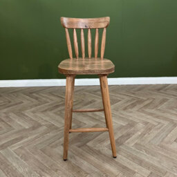Elm Home And Garden Kitchen Breakfast Bar Stool With Back Solid Wooden Oak Finish Fully Assembled 77Cm Seat Height - thumbnail 2