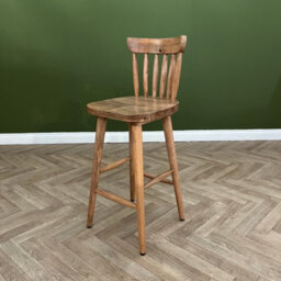 Elm Home And Garden Kitchen Breakfast Bar Stool With Back Solid Wooden Oak Finish Fully Assembled 77Cm Seat Height - thumbnail 5