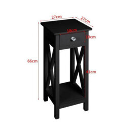 Plant Side Table Telephone Nightstand Wooden End Table W/ Drawer & Storage Shelf - thumbnail 2