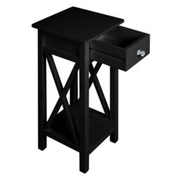 Plant Side Table Telephone Nightstand Wooden End Table W/ Drawer & Storage Shelf - thumbnail 3