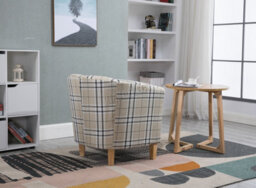 Westwood Linen Fabric Sofa Armchair Office Reception Tub Chair Living Room Cream Checked - thumbnail 4
