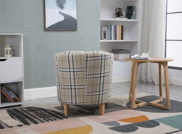 Westwood Linen Fabric Sofa Armchair Office Reception Tub Chair Living Room Cream Checked - thumbnail 5