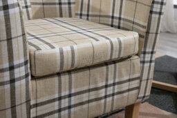 Westwood Linen Fabric Sofa Armchair Office Reception Tub Chair Living Room Cream Checked - thumbnail 8
