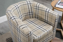 Westwood Linen Fabric Sofa Armchair Office Reception Tub Chair Living Room Cream Checked - thumbnail 6
