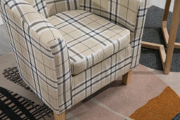 Westwood Linen Fabric Sofa Armchair Office Reception Tub Chair Living Room Cream Checked - thumbnail 7