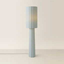 Valuelights Thorley Green And Cream Stripe Drum Shade Full Fabric Midi Floor Lamp - thumbnail 3
