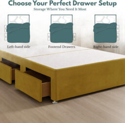 Yellow Plush Fabric 6Ft Super King Bed Base With 2 Spacious Drawers - thumbnail 2