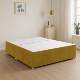 Yellow Plush Fabric 6Ft Super King Bed Base With 2 Spacious Drawers - thumbnail 3