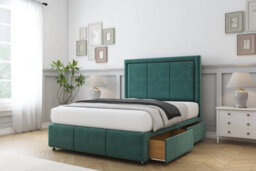 "Comfort Savoy Emerald Plush Divan Bed Set 2 Drawers Right Side - 54"" Floor Standing & 12"" Footboard 5' King" - thumbnail 2