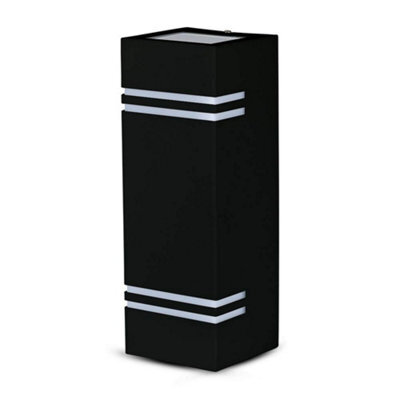 V-Tac Vt7512 Gu10 Wall Fitting Square Stainless Steel Body 2 Way Up-Down Black Ip44