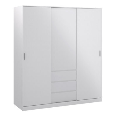 Furniture To Go Naia Wardrobe With 2 Sliding Doors 1 Door 3 Drawers In White High Gloss (W) 177 X (H) 200.4 X (D) 60Cm - image 1