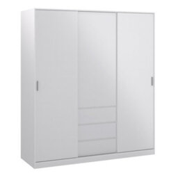 Furniture To Go Naia Wardrobe With 2 Sliding Doors 1 Door 3 Drawers In White High Gloss (W) 177 X  (H) 200.4 X (D) 60Cm - thumbnail 1
