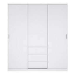 Furniture To Go Naia Wardrobe With 2 Sliding Doors 1 Door 3 Drawers In White High Gloss (W) 177 X  (H) 200.4 X (D) 60Cm - thumbnail 3
