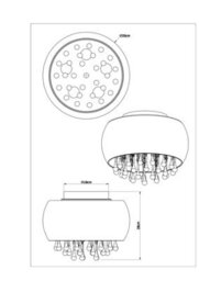 UKEW Modern Crystal Droplet Round Glass Ceiling Light Smoked Grey Chandelier 35Cm - thumbnail 6