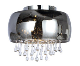 UKEW Modern Crystal Droplet Round Glass Ceiling Light Smoked Grey Chandelier 35Cm - thumbnail 5