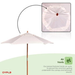 Oypla 2.1M Wooden White Garden Parasol Outdoor Patio Umbrella Canopy - thumbnail 6