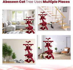 Wadan Cat Tree Tower With Condos, Ladder & Scratching Posts 170Cm Multilevel Cat Activity Centre For Large & Small Cats, Red - thumbnail 6