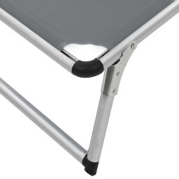 Walplus Folding Sun Lounger With Roof Aluminium And Textilene Grey - thumbnail 9