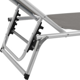 Walplus Folding Sun Lounger With Roof Aluminium And Textilene Grey - thumbnail 8
