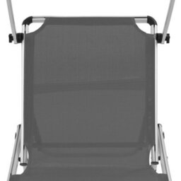 Walplus Folding Sun Lounger With Roof Aluminium And Textilene Grey - thumbnail 7