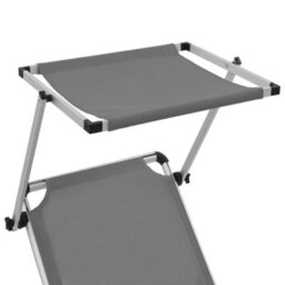 Walplus Folding Sun Lounger With Roof Aluminium And Textilene Grey - thumbnail 6