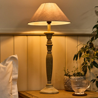 Dibor Traditional Style Grey Wash Candlestick Bedroom Living Room Bedside Table Lamp - image 1