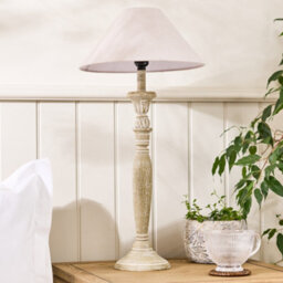 Dibor Traditional Style Grey Wash Candlestick Bedroom Living Room Bedside Table Lamp - thumbnail 3