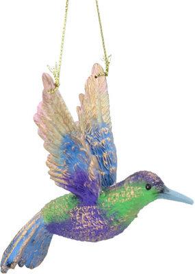 Gisela Graham Christmas Gold Hummingbird Hanging Tree Decoration, Small 5 X 8 X 8 Cm.