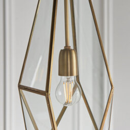 Anson Lighting Forka Pendant Light Finished In Antique Brass Plate And Clear Glass - thumbnail 4