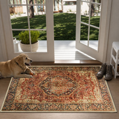 Oxford Homeware Non-Slip Cashmere Rug Washable Living Room Bedroom Rugs (Floral, 40X60Cm) - image 1